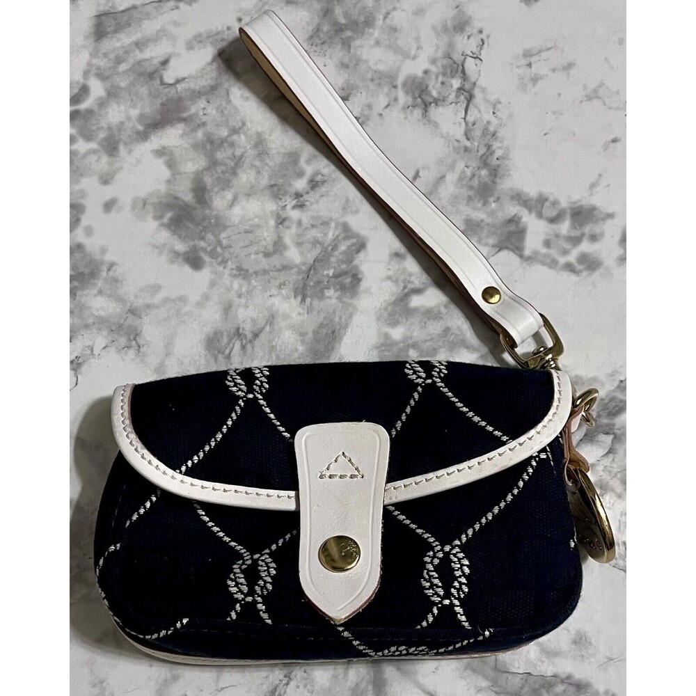 DOONEY & BOURKE Wristlet Mini Bag Black & White Nautical Rope Knot Design Preppy